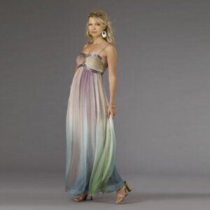 Dave and Johnny Teal Ombre Chiffon Prom Dress 5649